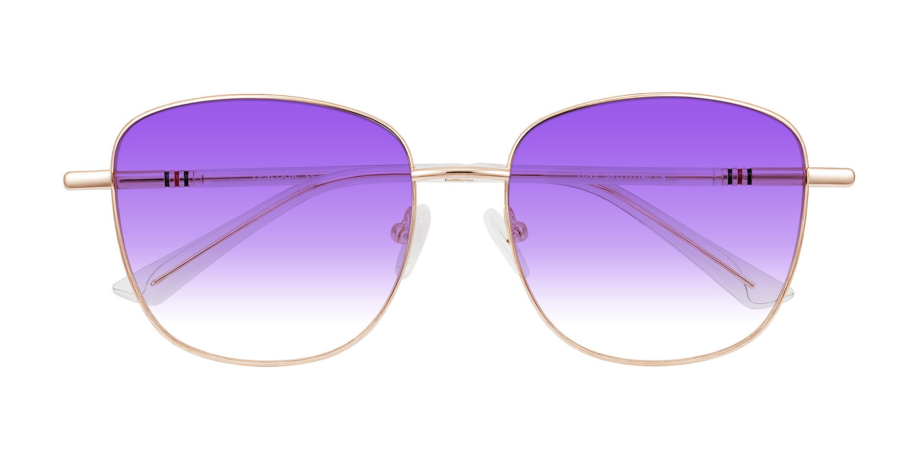 Folded Front of Love in Rose Gold with Purple Gradient Lenses