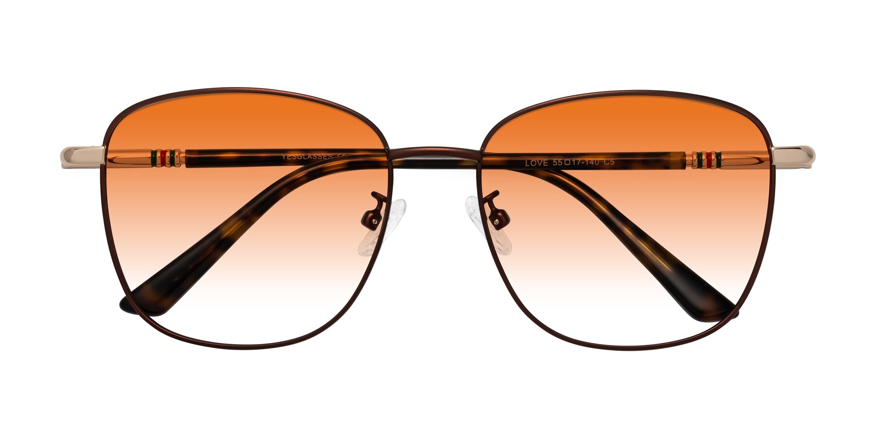 Folded Front of Love in Coffee with Orange Gradient Lenses