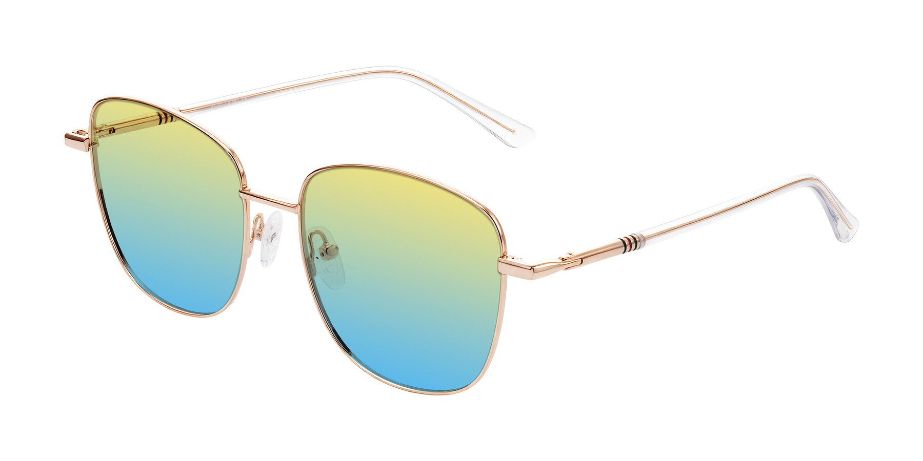 Angle of Love in Rose Gold with Yellow / Blue Gradient Lenses