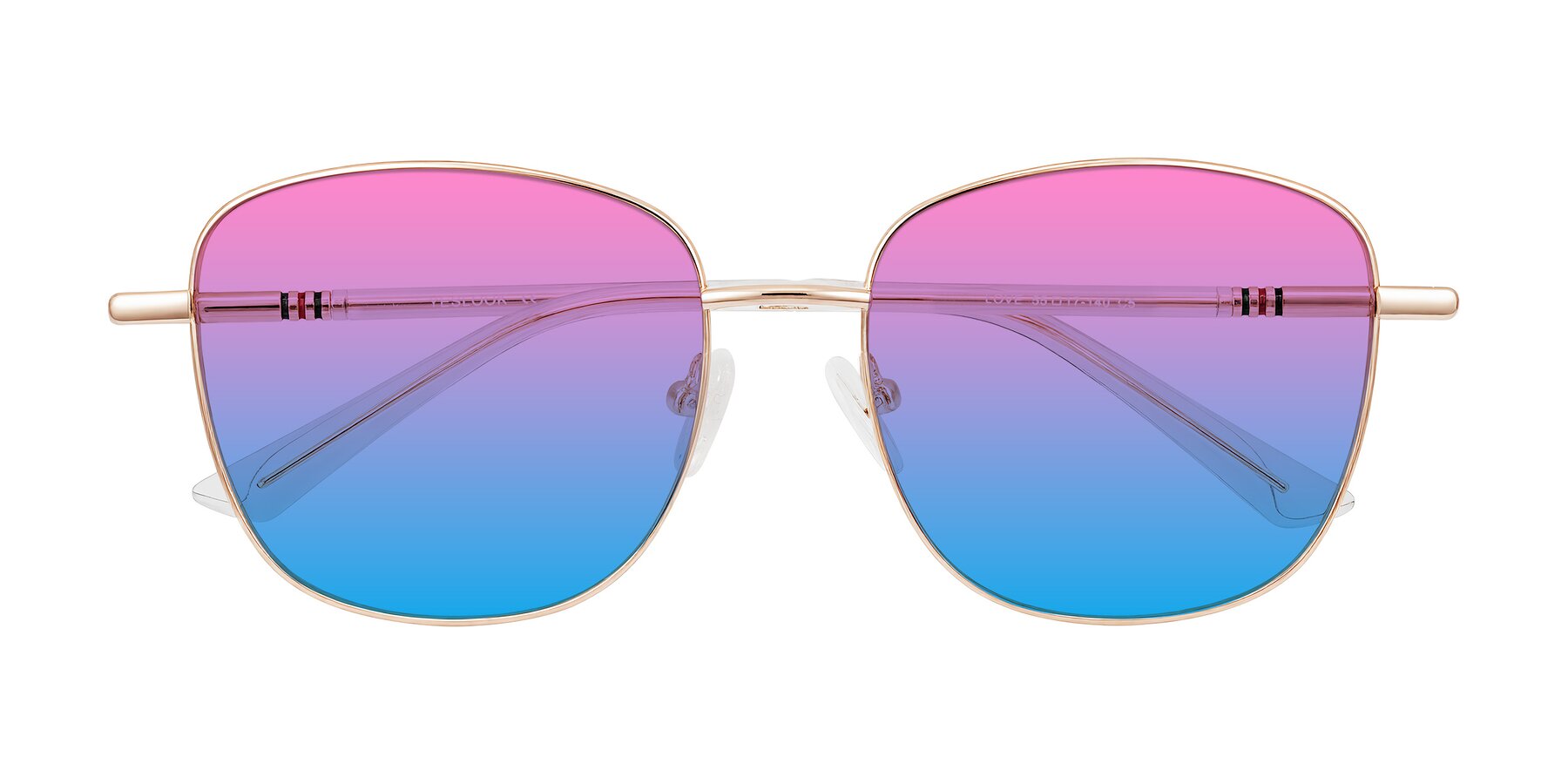 Folded Front of Love in Rose Gold with Pink / Blue Gradient Lenses