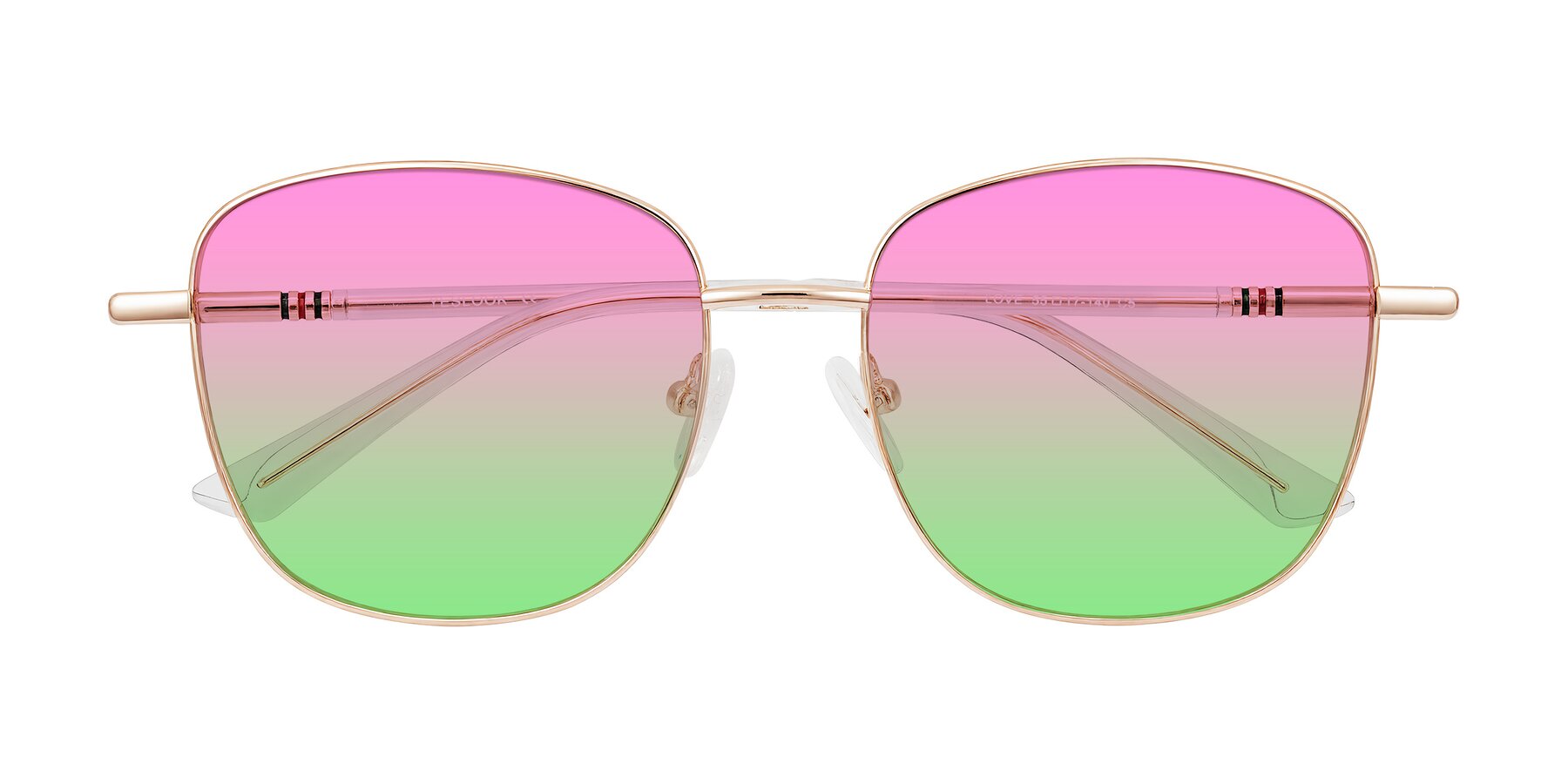 Folded Front of Love in Rose Gold with Pink / Green Gradient Lenses