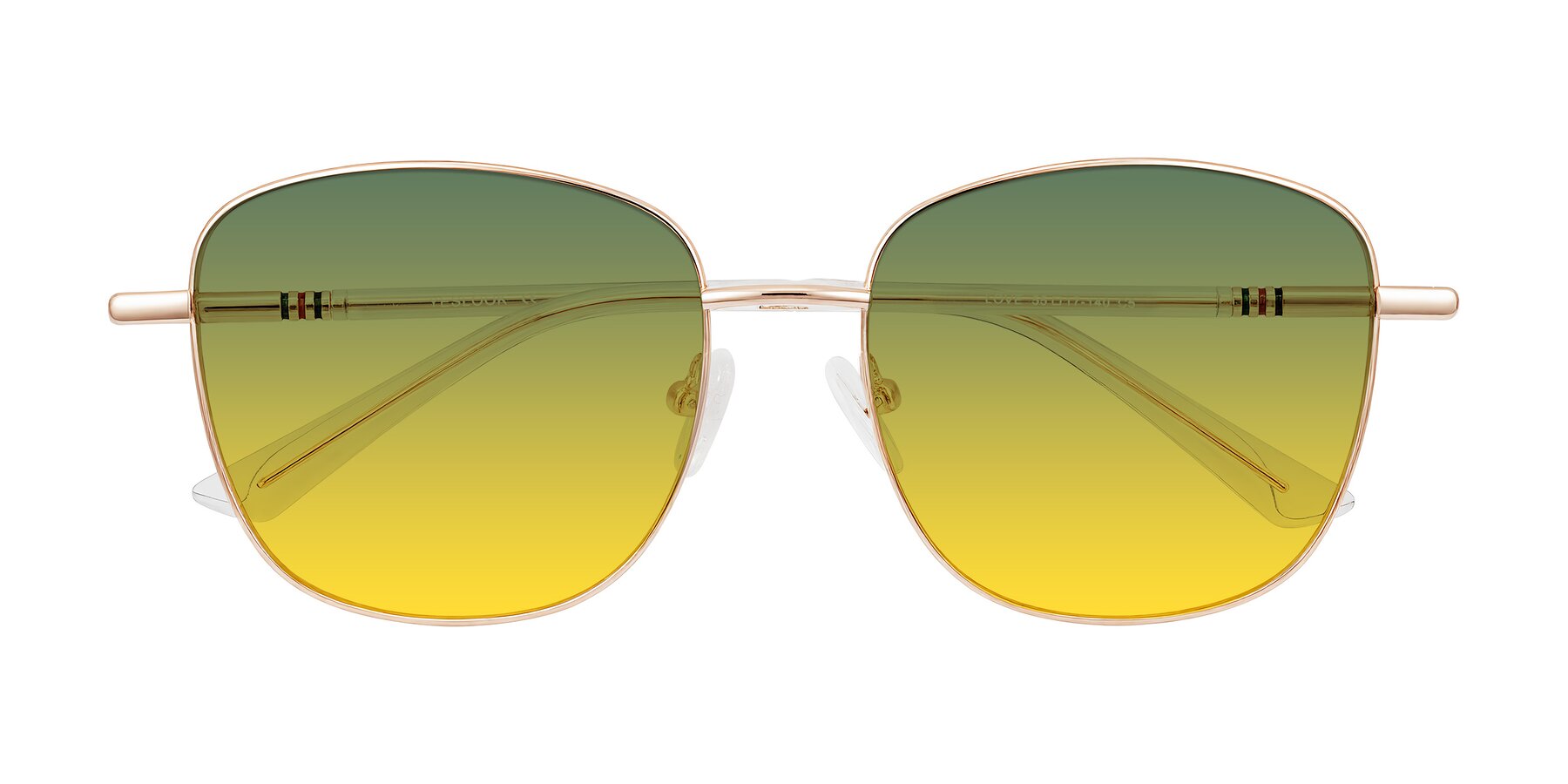 Folded Front of Love in Rose Gold with Green / Yellow Gradient Lenses