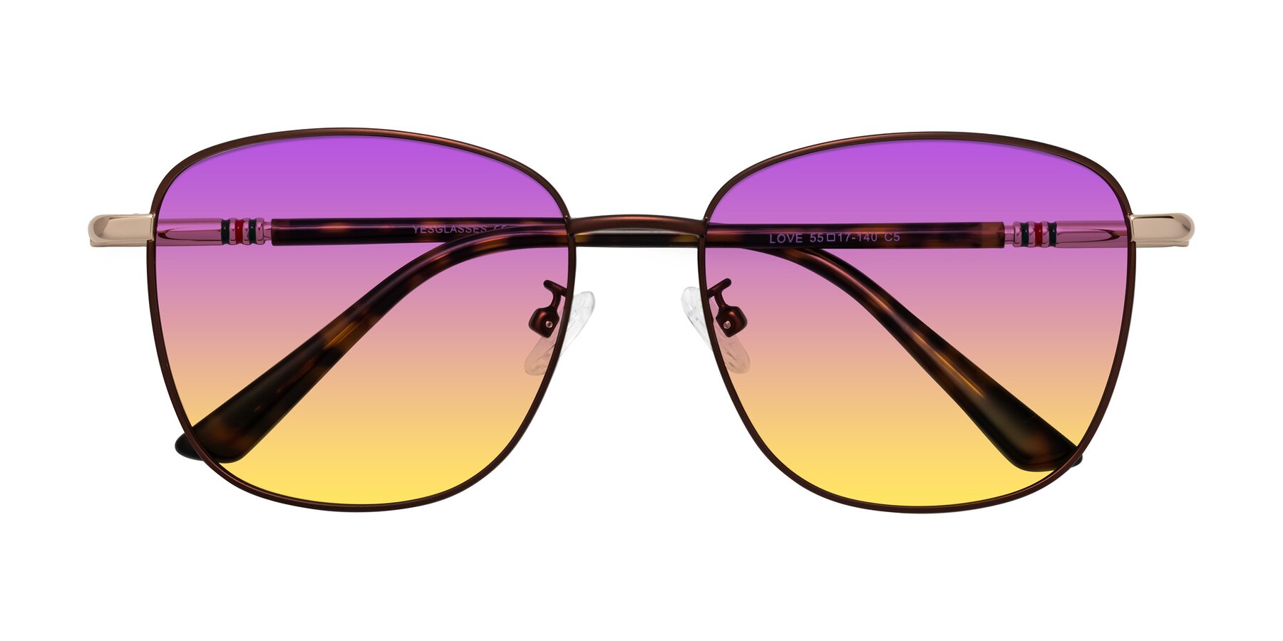 Folded Front of Love in Coffee with Purple / Yellow Gradient Lenses