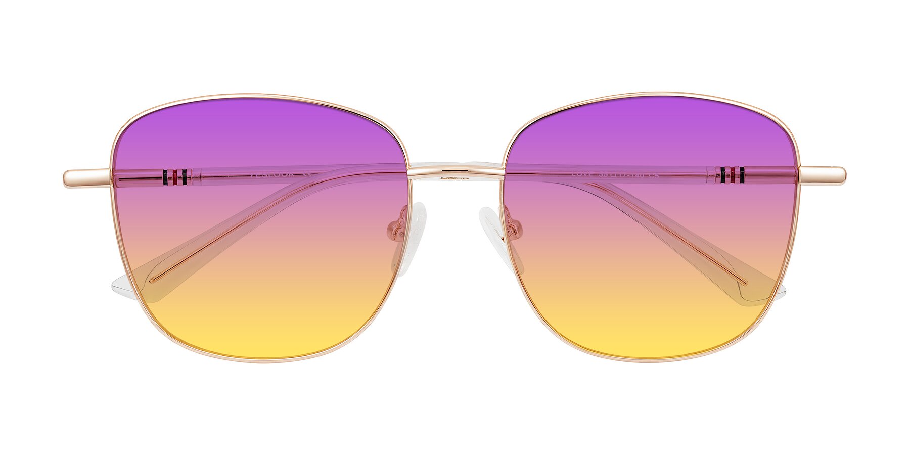 Folded Front of Love in Rose Gold with Purple / Yellow Gradient Lenses