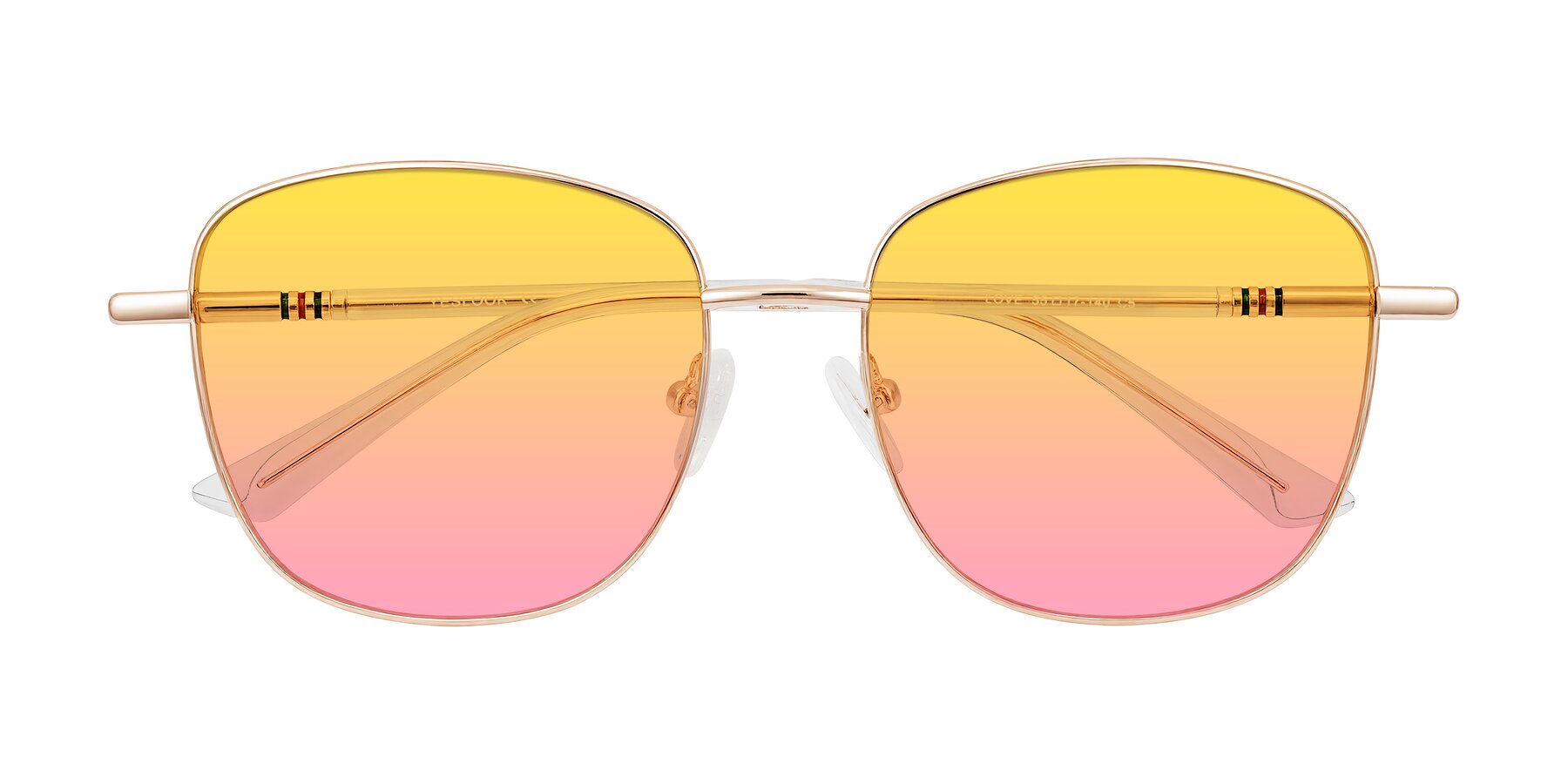 Folded Front of Love in Rose Gold with Yellow / Pink Gradient Lenses