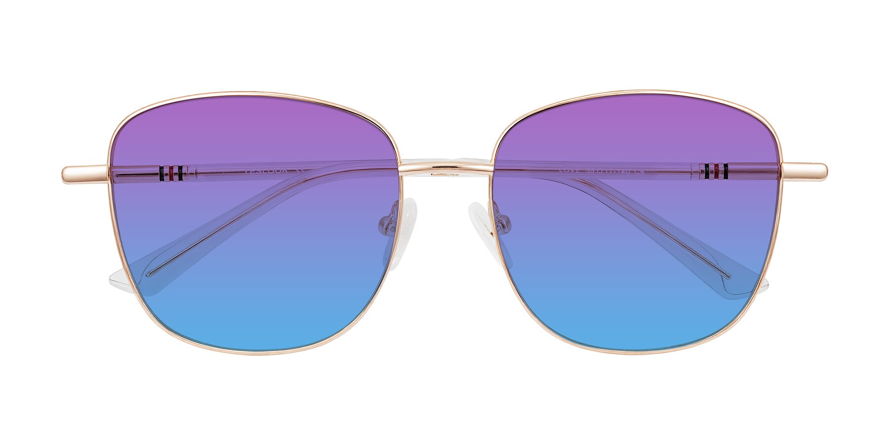 Folded Front of Love in Rose Gold with Purple / Blue Gradient Lenses