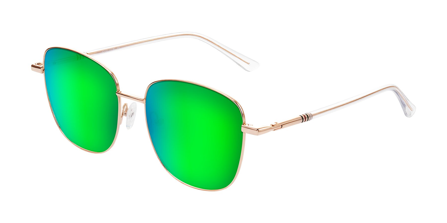 Angle of Love in Rose Gold with Green Mirrored Lenses