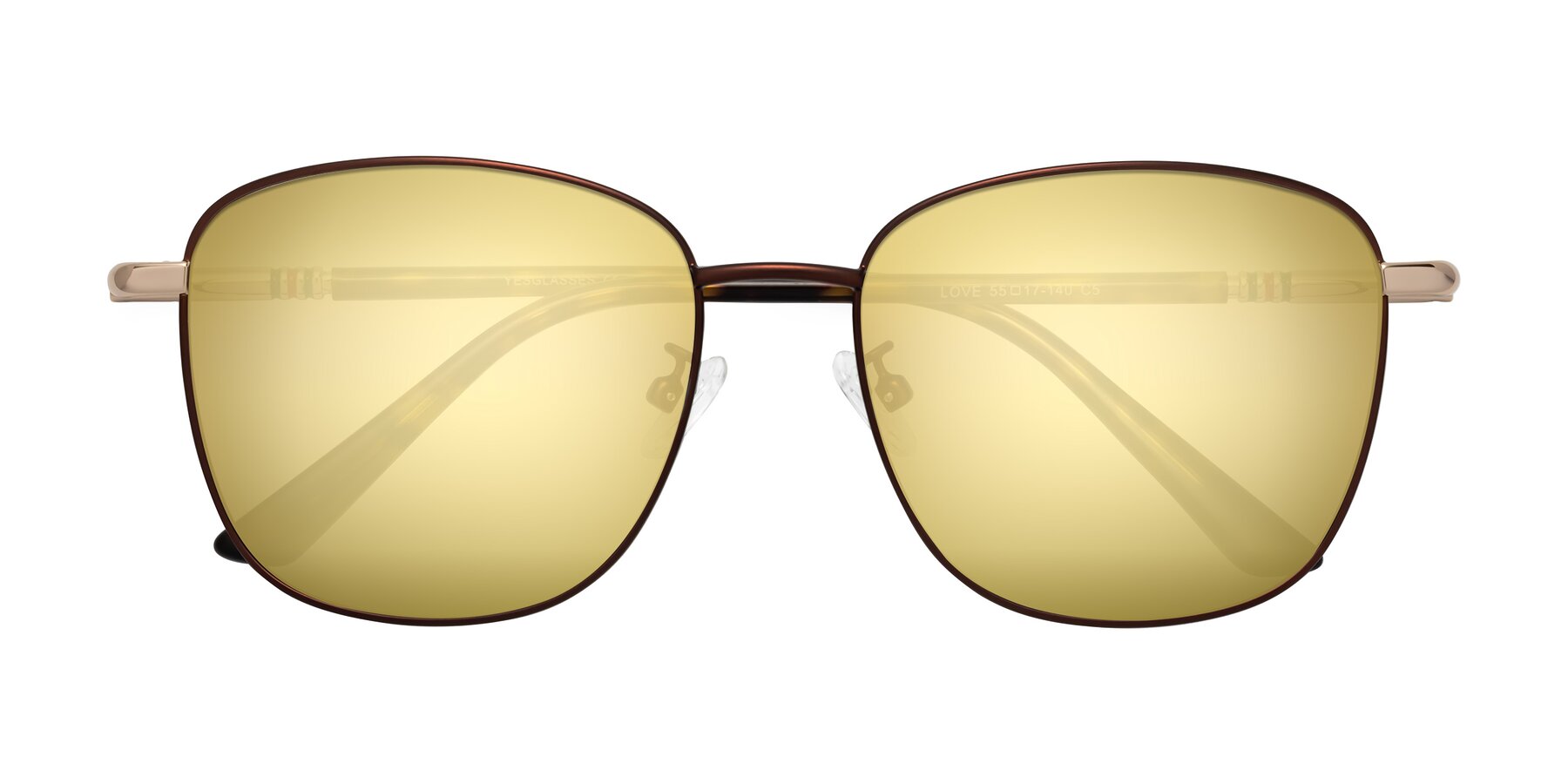 Folded Front of Love in Coffee with Gold Mirrored Lenses