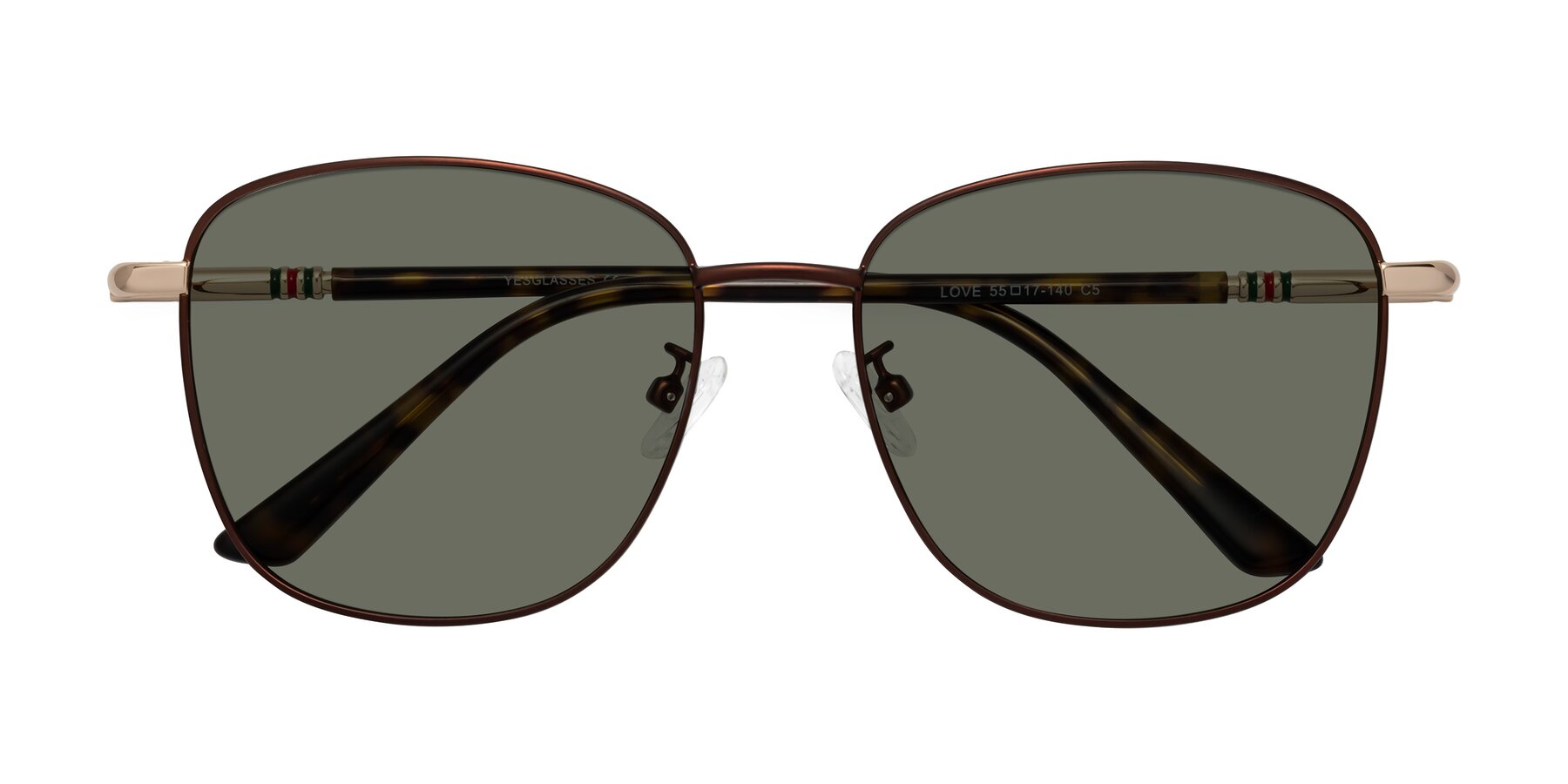 Folded Front of Love in Coffee with Gray Polarized Lenses