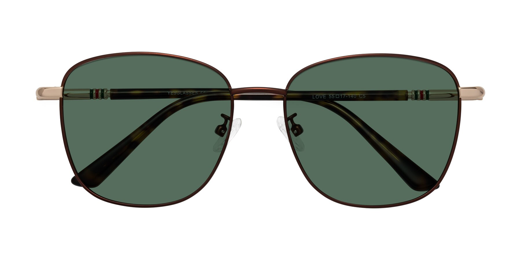 Folded Front of Love in Coffee with Green Polarized Lenses