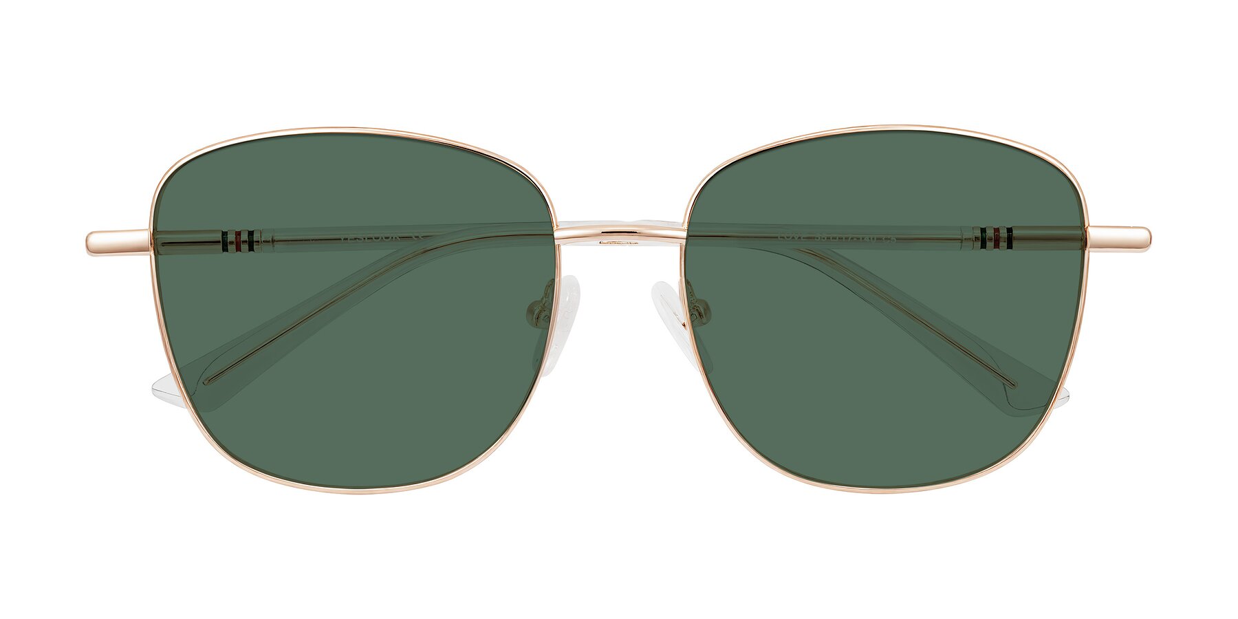 Folded Front of Love in Rose Gold with Green Polarized Lenses