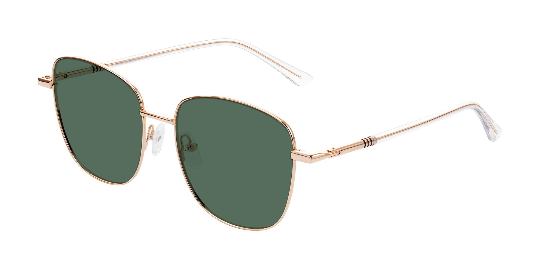 Angle of Love in Rose Gold with Green Polarized Lenses