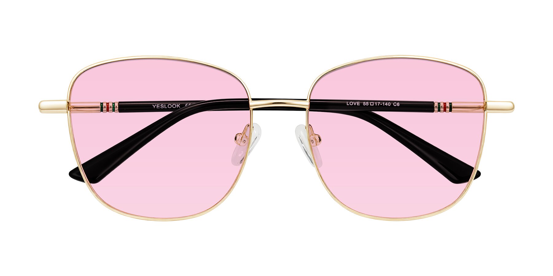 Folded Front of Love in Light Gold with Light Pink Tinted Lenses