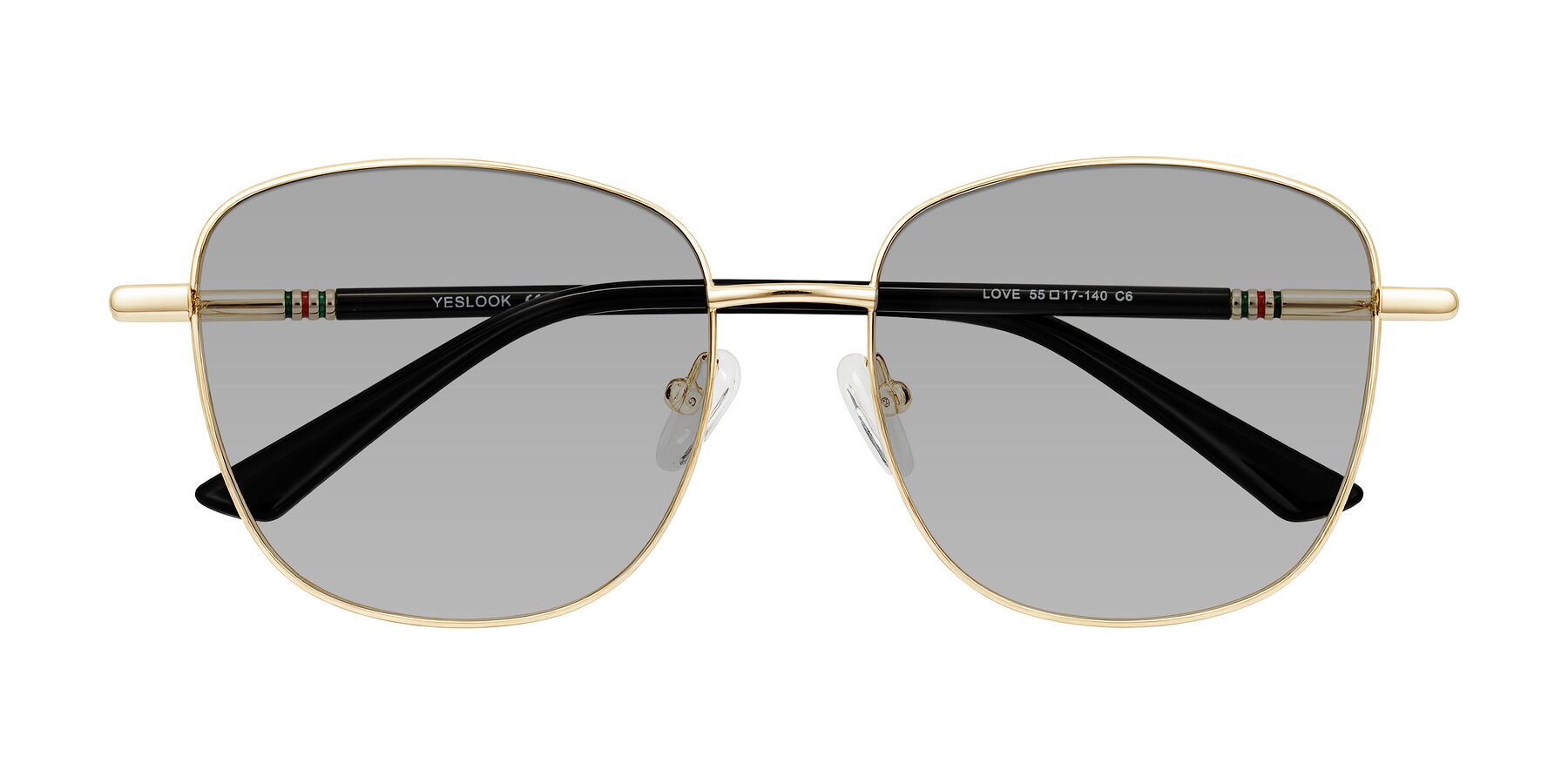 Folded Front of Love in Light Gold with Light Gray Tinted Lenses