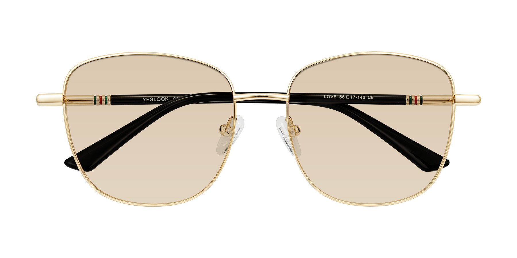 Folded Front of Love in Light Gold with Light Brown Tinted Lenses