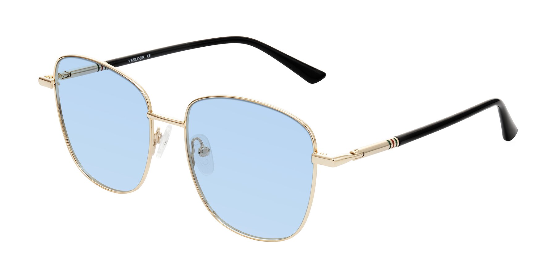 Angle of Love in Light Gold with Light Blue Tinted Lenses