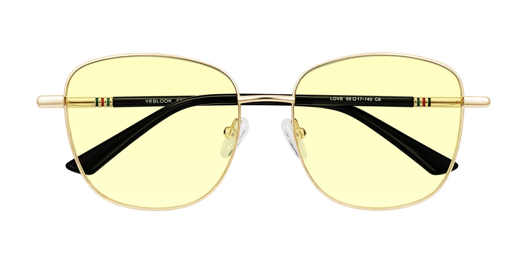 Folded Front of Love in Light Gold with Light Yellow Tinted Lenses