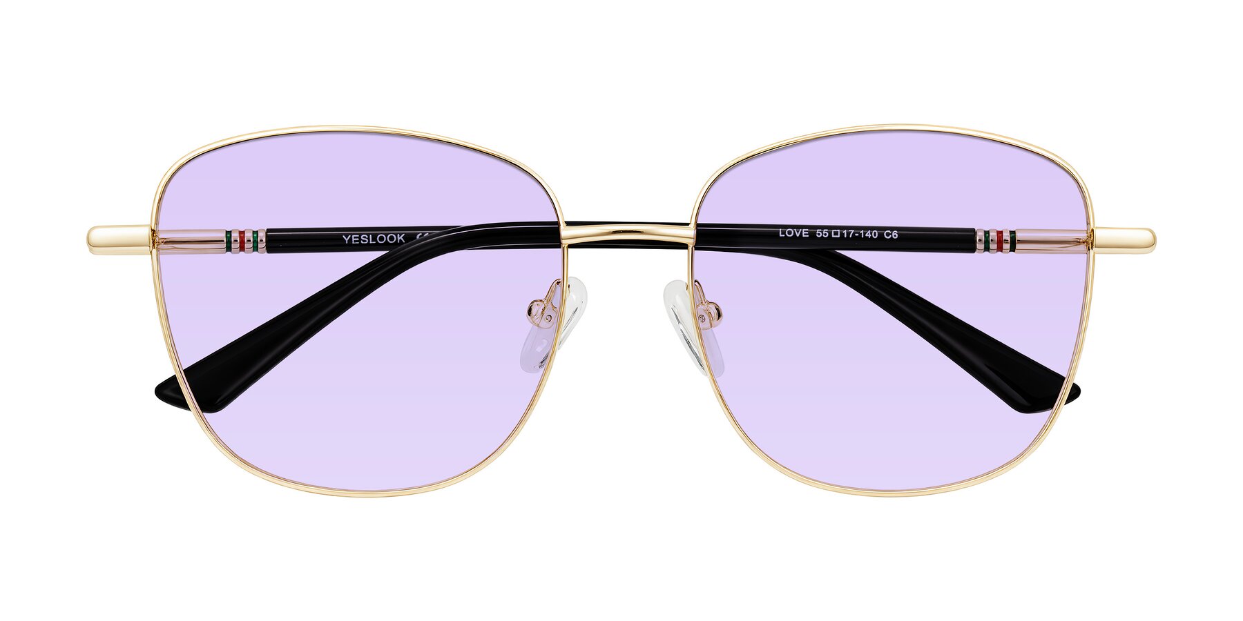 Folded Front of Love in Light Gold with Light Purple Tinted Lenses
