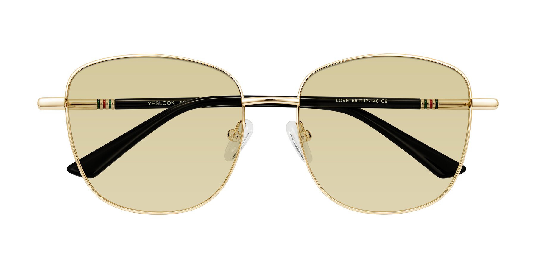 Folded Front of Love in Light Gold with Light Champagne Tinted Lenses