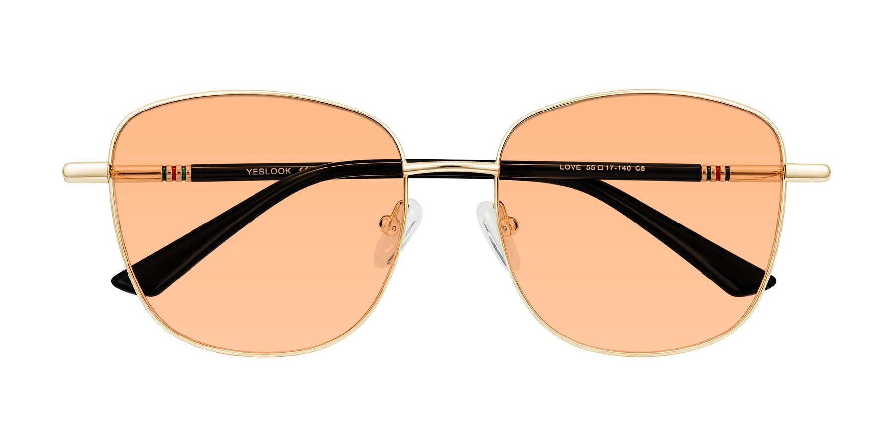 Folded Front of Love in Light Gold with Light Orange Tinted Lenses