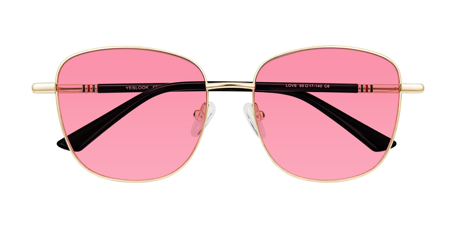 Folded Front of Love in Light Gold with Pink Tinted Lenses
