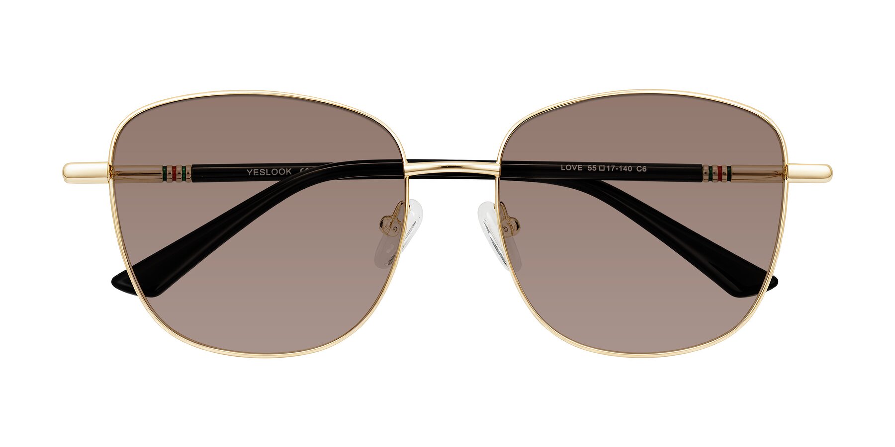 Folded Front of Love in Light Gold with Medium Brown Tinted Lenses