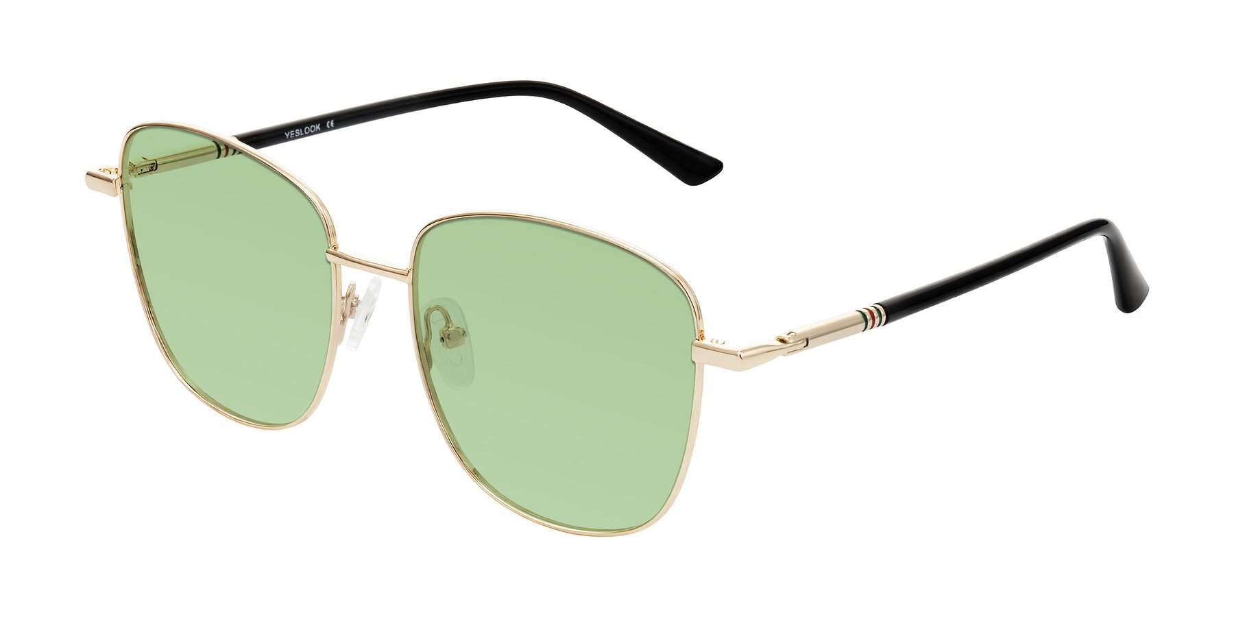 Angle of Love in Light Gold with Medium Green Tinted Lenses