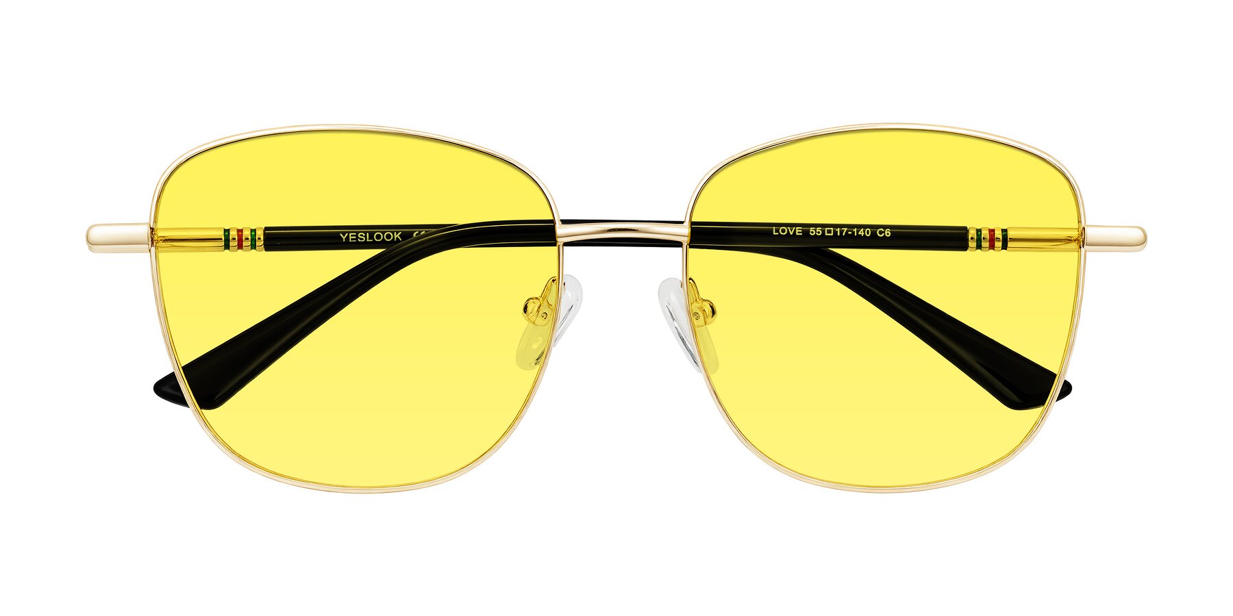 Folded Front of Love in Light Gold with Medium Yellow Tinted Lenses