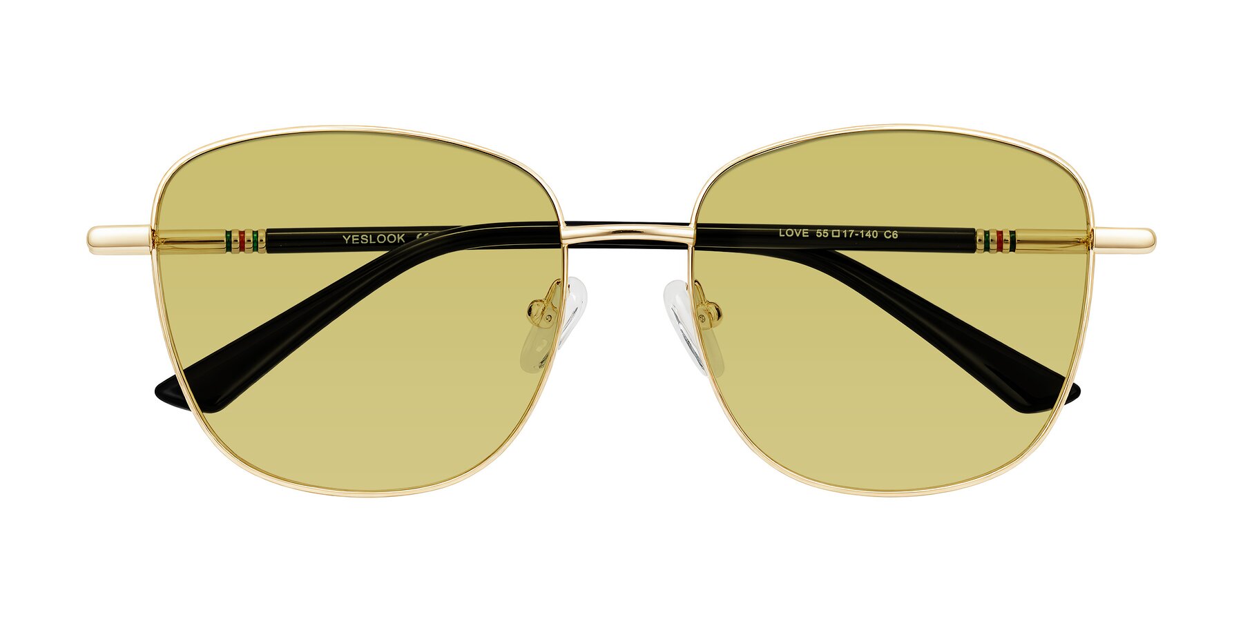 Folded Front of Love in Light Gold with Medium Champagne Tinted Lenses