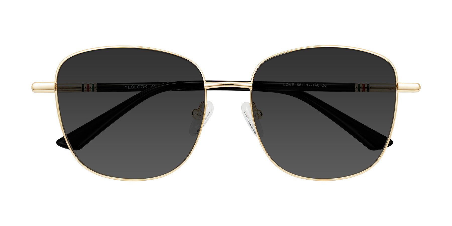 Folded Front of Love in Light Gold with Gray Tinted Lenses