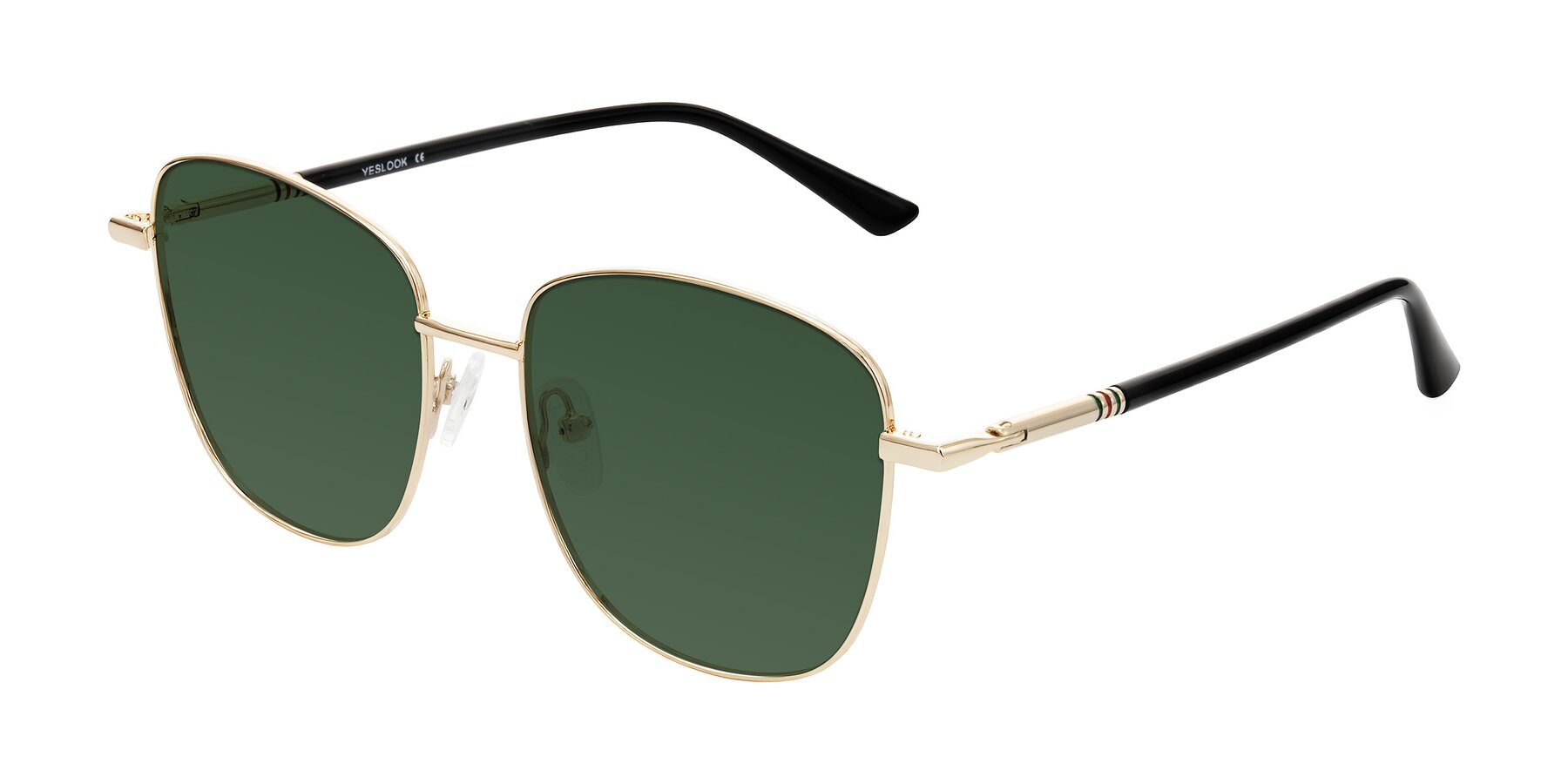 Angle of Love in Light Gold with Green Tinted Lenses