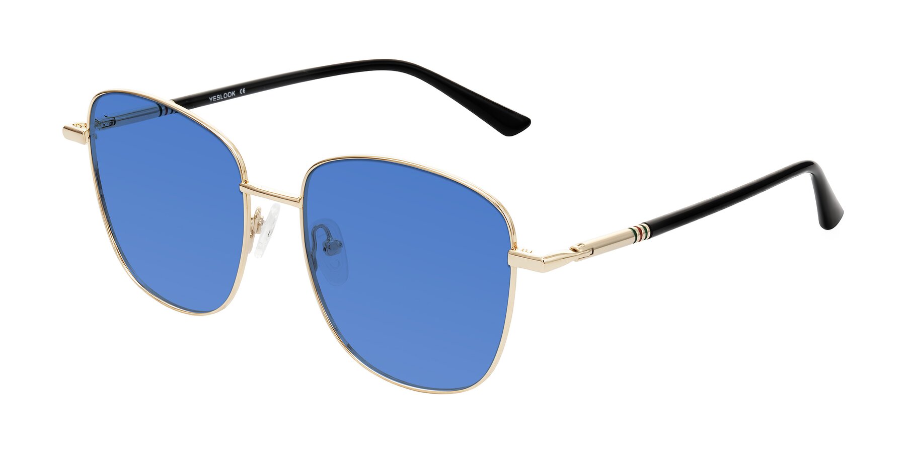 Angle of Love in Light Gold with Blue Tinted Lenses