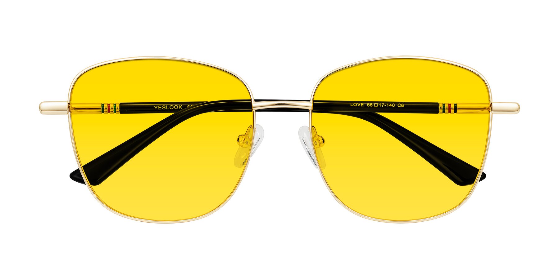 Folded Front of Love in Light Gold with Yellow Tinted Lenses