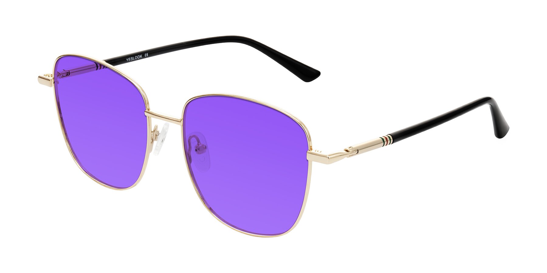 Angle of Love in Light Gold with Purple Tinted Lenses