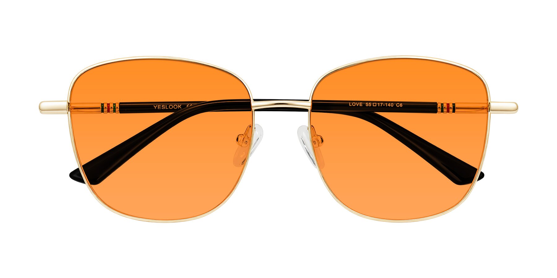 Folded Front of Love in Light Gold with Orange Tinted Lenses