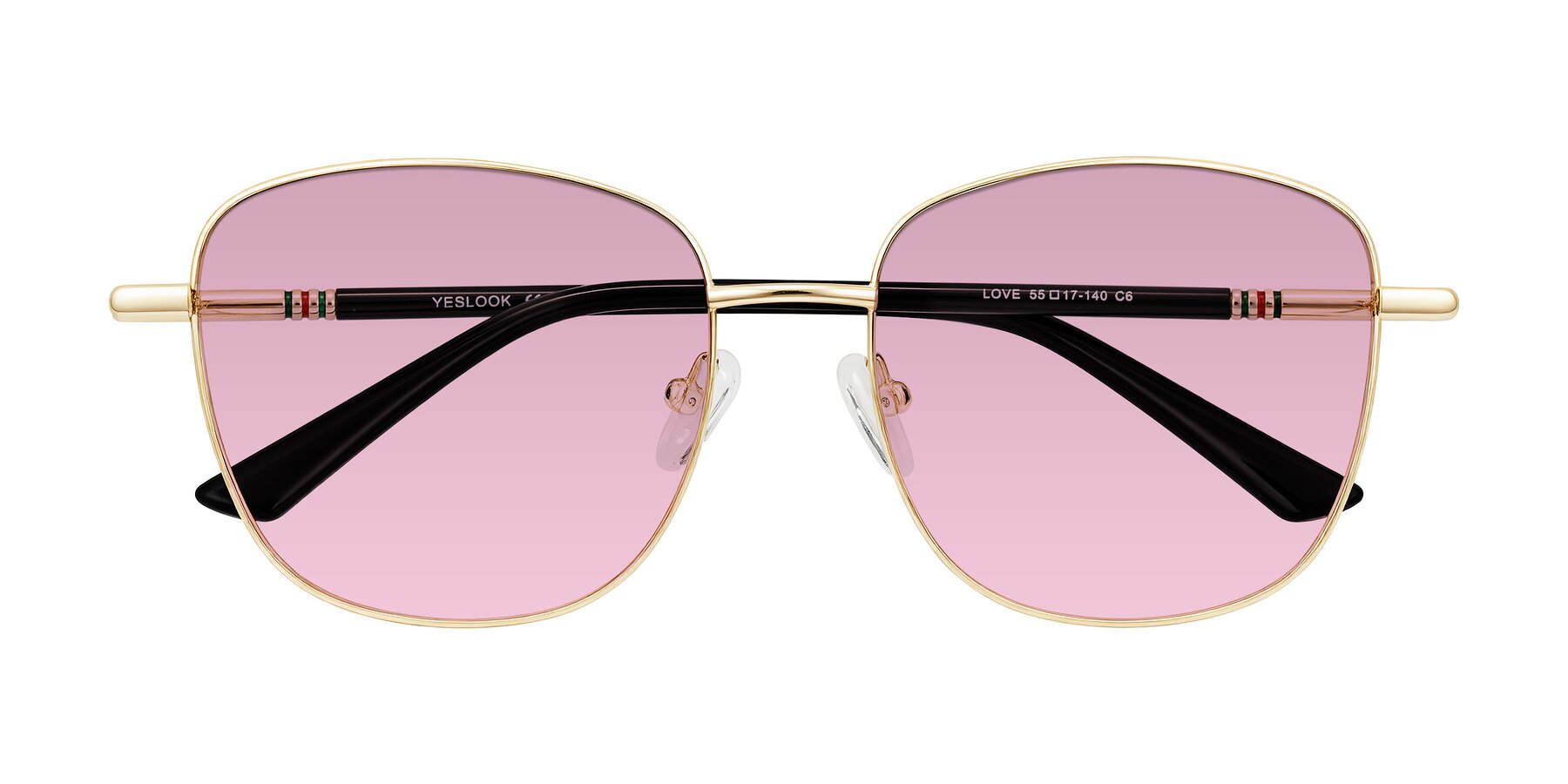 Folded Front of Love in Light Gold with Light Wine Tinted Lenses