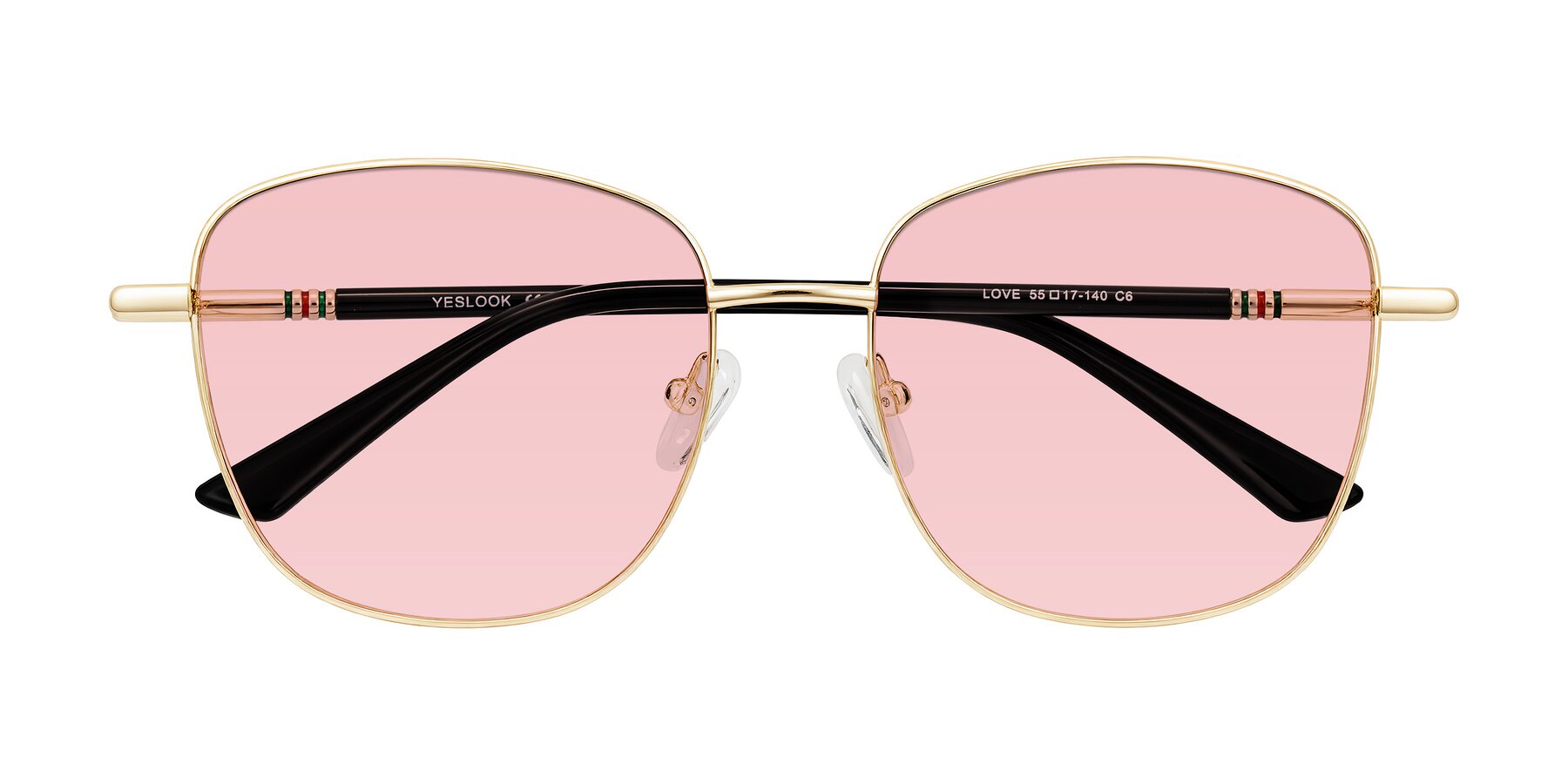 Folded Front of Love in Light Gold with Light Garnet Tinted Lenses