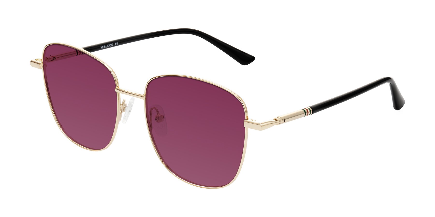 Angle of Love in Light Gold with Wine Tinted Lenses