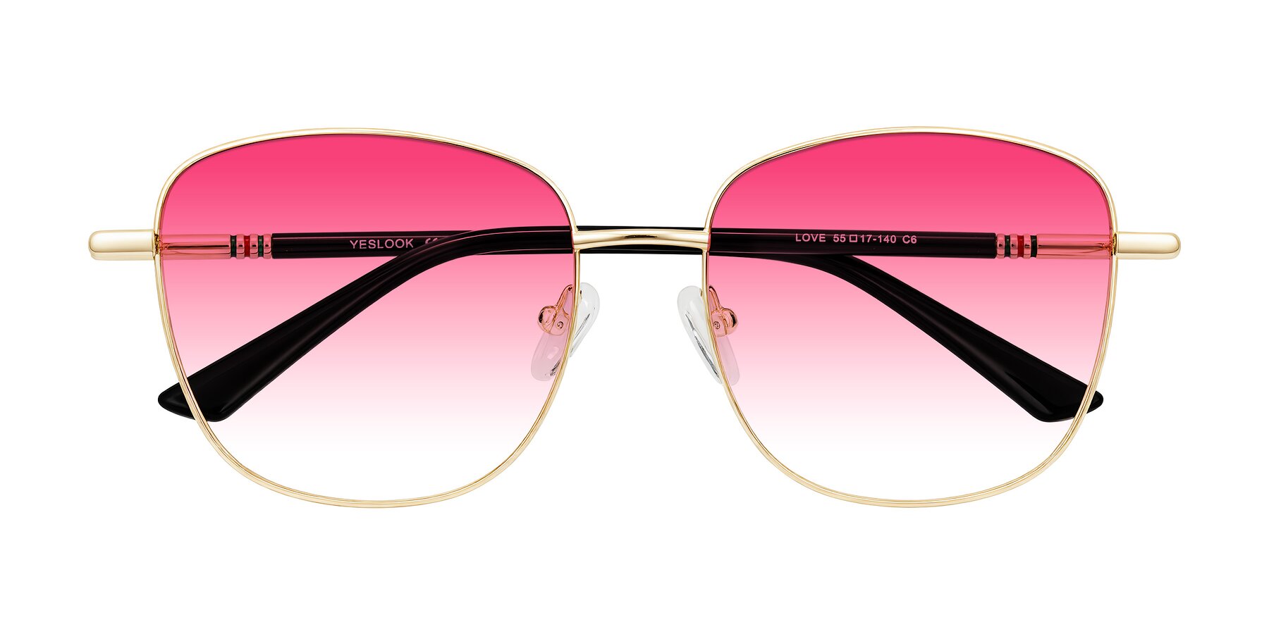 Folded Front of Love in Light Gold with Pink Gradient Lenses