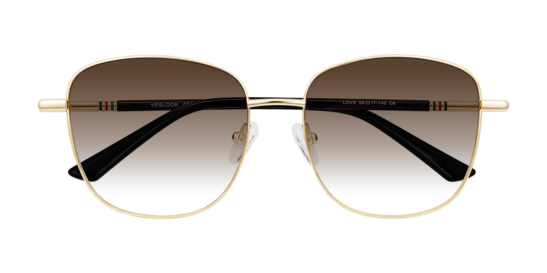 Folded Front of Love in Light Gold with Brown Gradient Lenses
