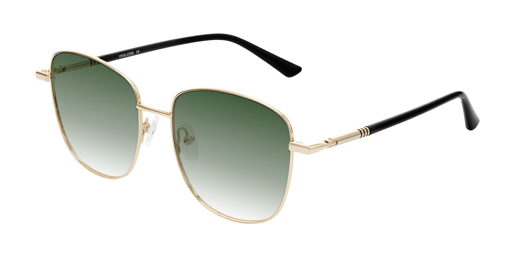 Angle of Love in Light Gold with Green Gradient Lenses