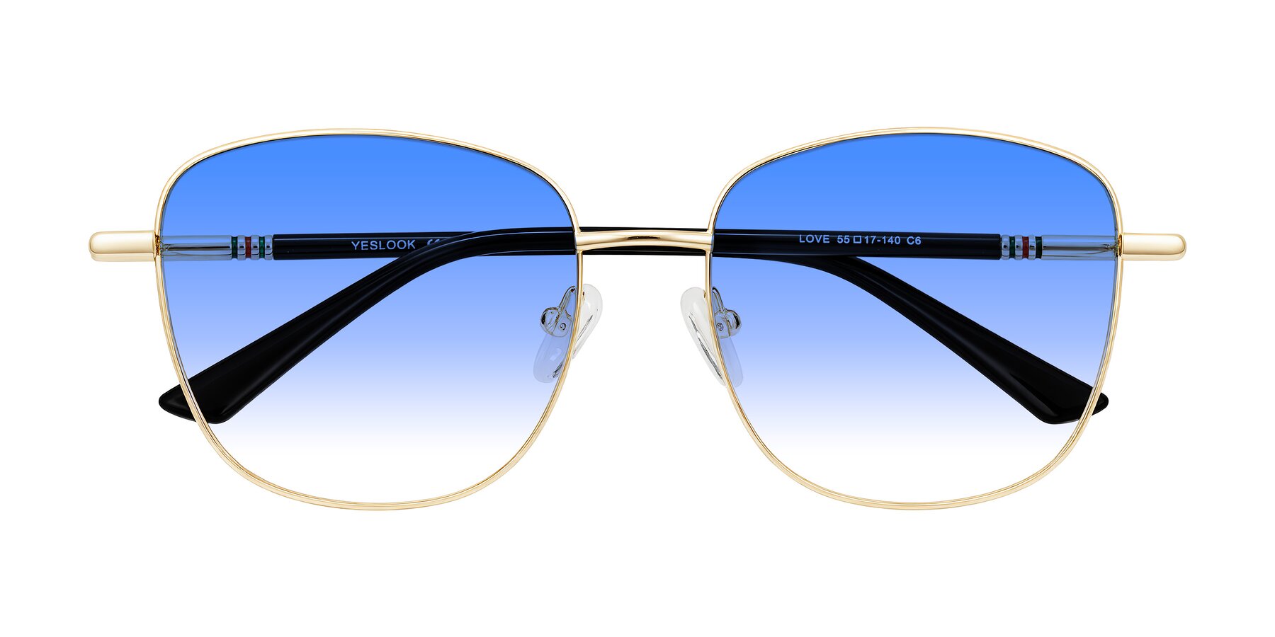 Folded Front of Love in Light Gold with Blue Gradient Lenses