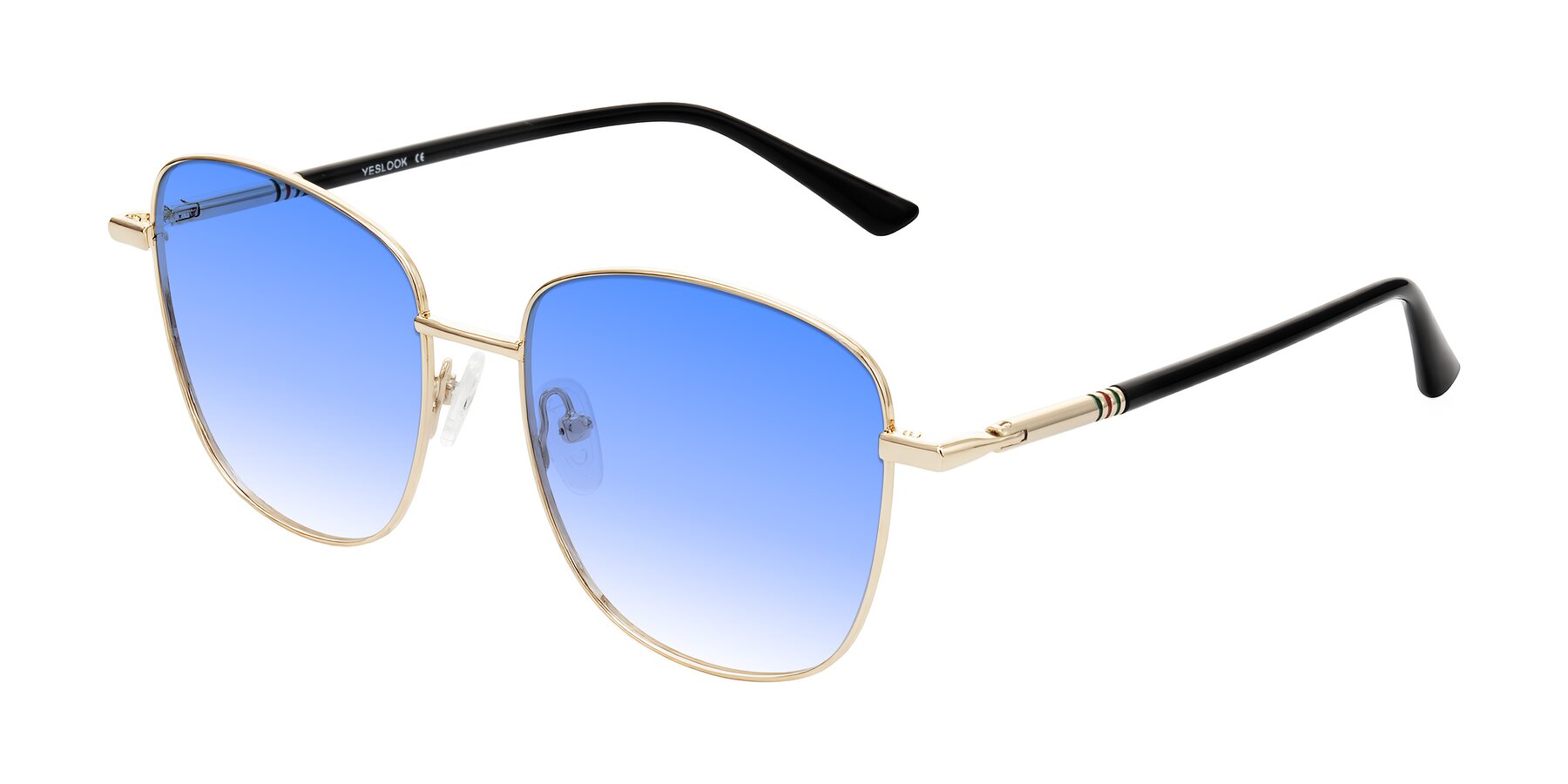 Angle of Love in Light Gold with Blue Gradient Lenses