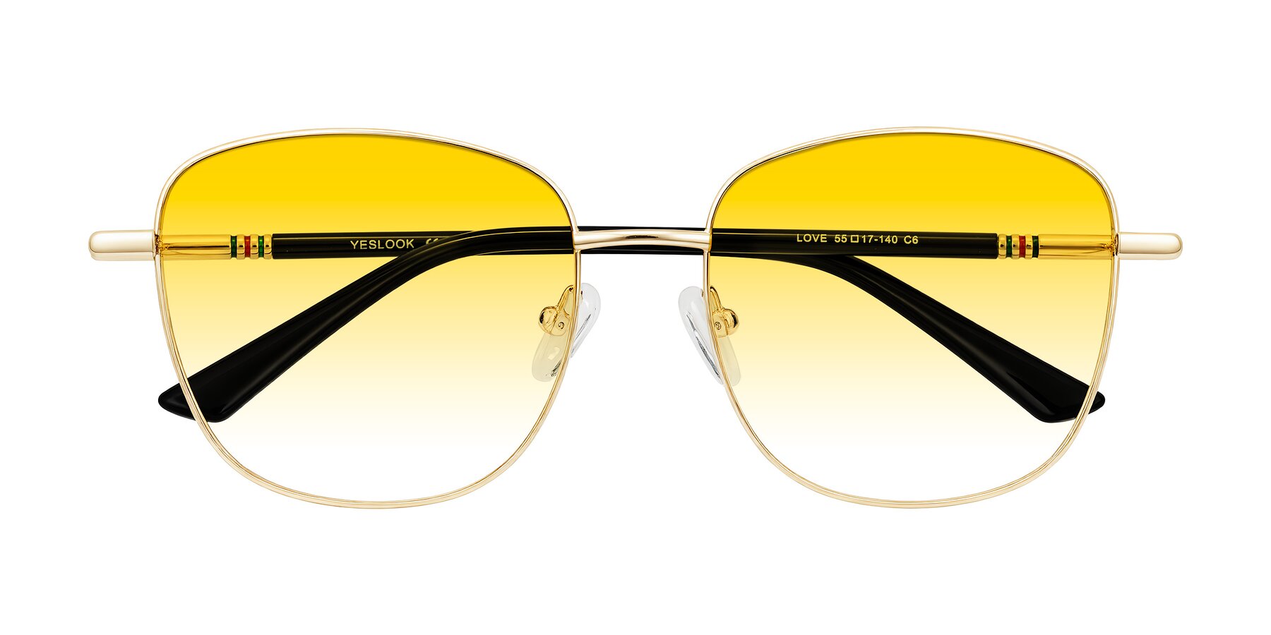 Folded Front of Love in Light Gold with Yellow Gradient Lenses