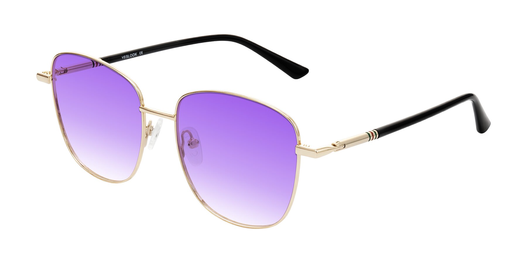 Angle of Love in Light Gold with Purple Gradient Lenses