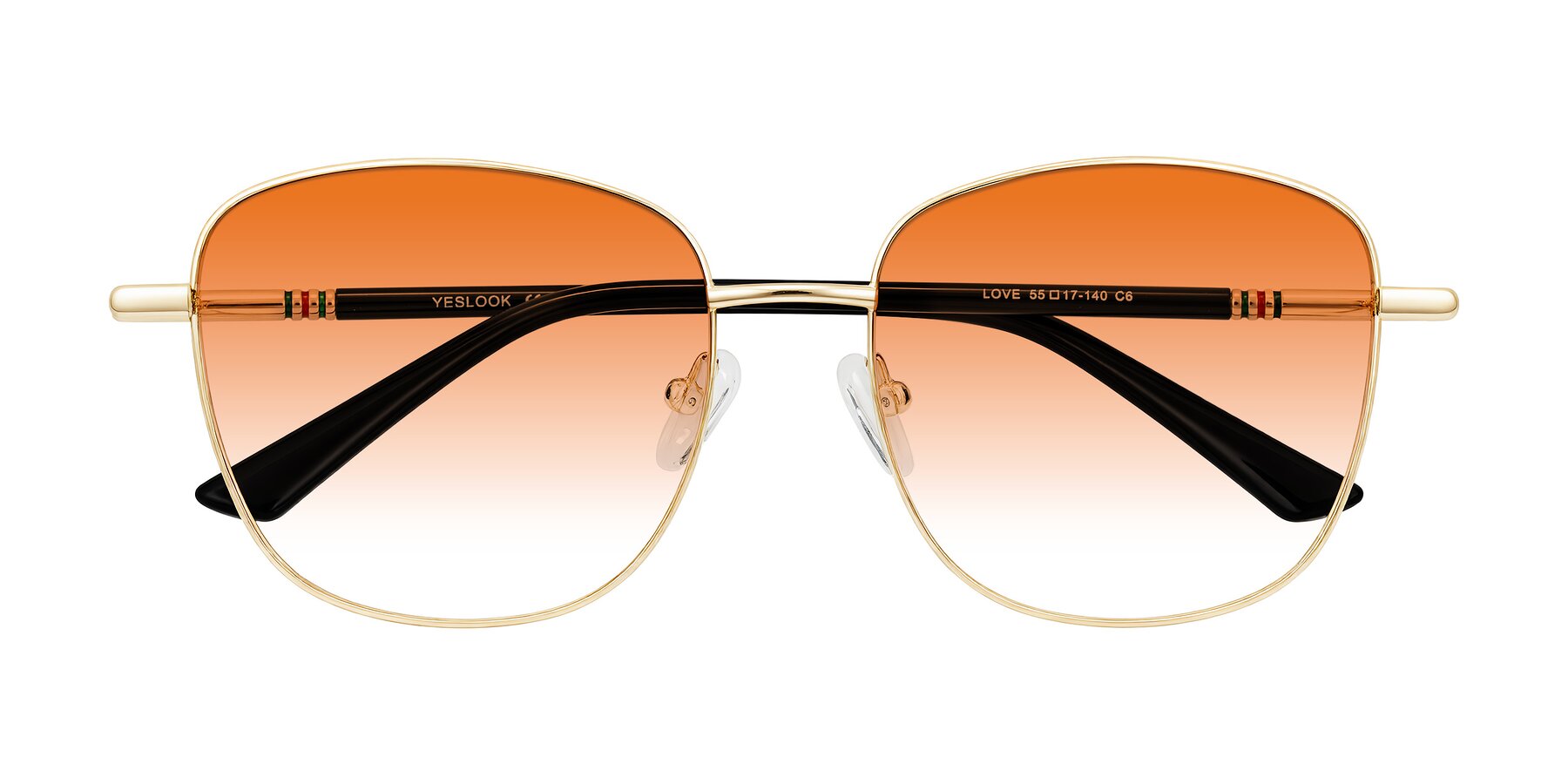 Folded Front of Love in Light Gold with Orange Gradient Lenses