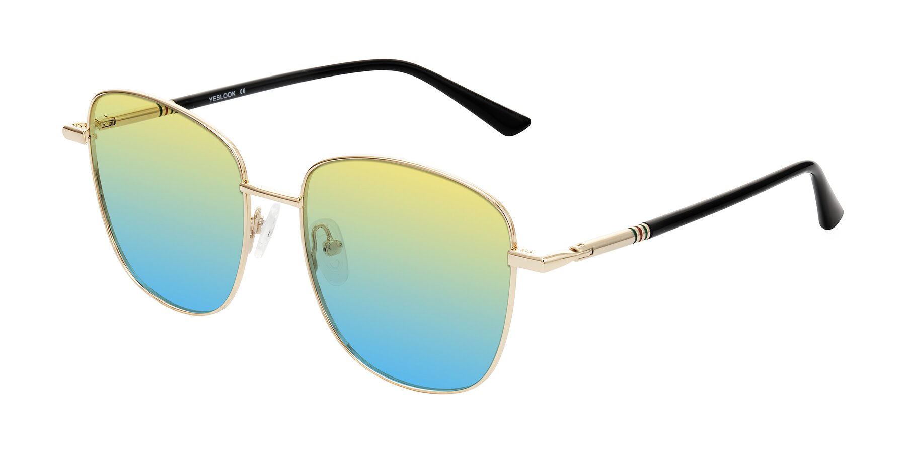 Angle of Love in Light Gold with Yellow / Blue Gradient Lenses