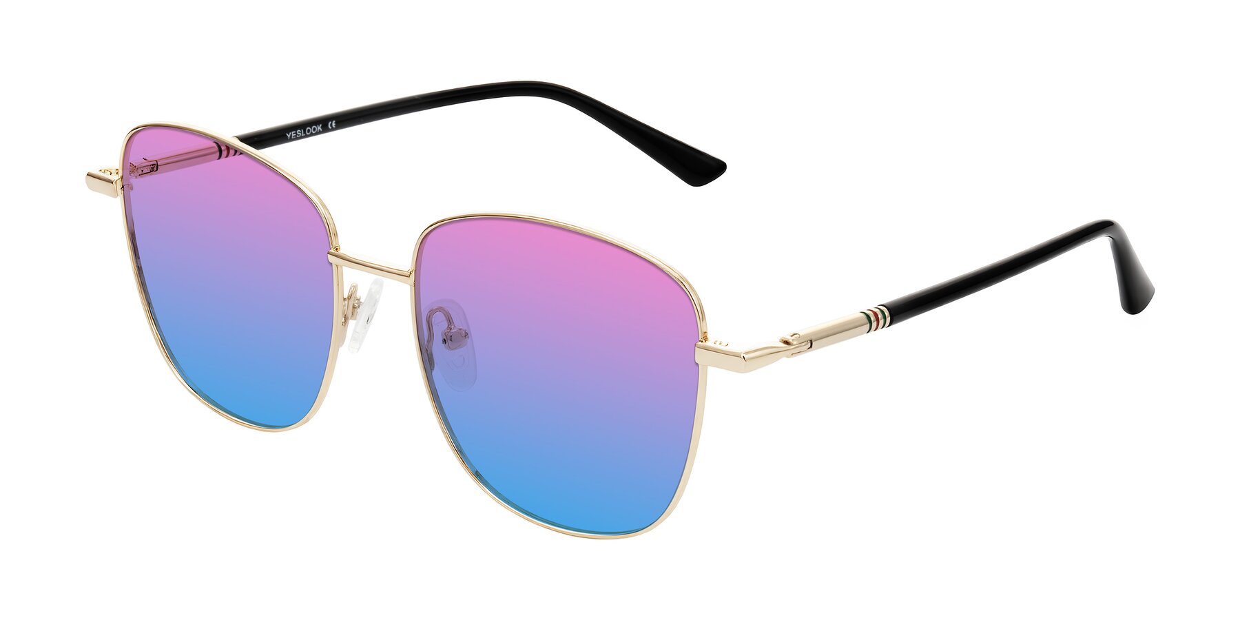 Angle of Love in Light Gold with Pink / Blue Gradient Lenses