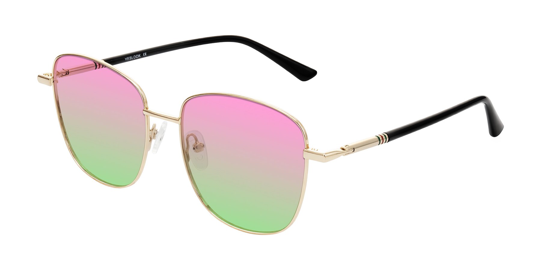 Angle of Love in Light Gold with Pink / Green Gradient Lenses