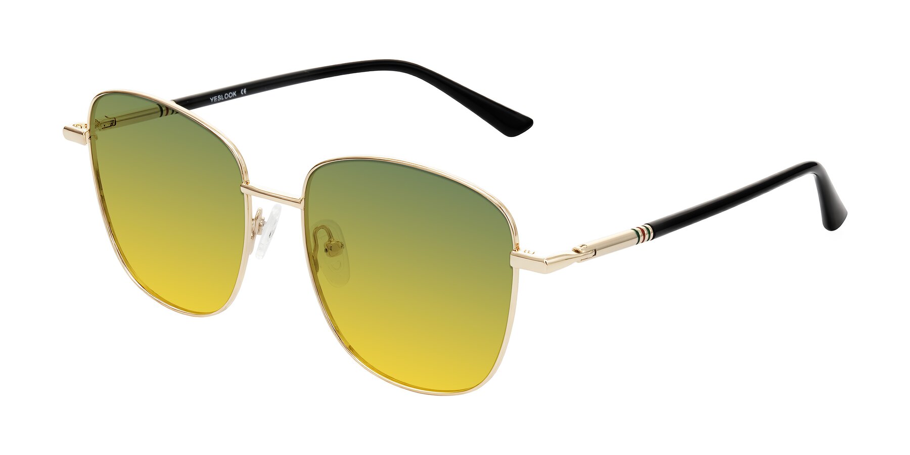 Angle of Love in Light Gold with Green / Yellow Gradient Lenses